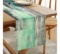 Chemin de Table Moderne Coton Lin Vert Double Couche Épaissir Tissu Décoratif Printemps pour Fête Dîner Vacances Cuisine Banquet Restaurant Extérieur 33 cm x 183 cm Lavable en Machine