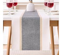 Chemin de Table Moderne en Coton Lin Chemin de Table Gris 33x183 cm Nappe de Table à Rayures Lavable pour Table à Manger Table Basse Restaurant Fête Anniversaire Vacances Cuisine Cheminée