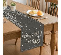 Chemin de table moderne et élégant en forme de flocons de neige, décoration d'hiver grise pour réunions de vacances et dîners de famille, 33 x 183 cm