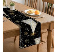Chemin de table moderne et élégant, étoiles noires et flocons de neige, décoration de vacances, cuisine, salle à manger, pour la maison, les réunions de famille, 33 x 183 cm