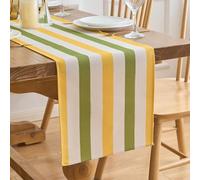Chemin de table moderne - Jaune/vert - Rayures multicolores - Polyester - Moderne - Pour salon, salle à manger, vacances, fête, pique-nique - 40 x 140 cm