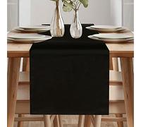 Chemin de table moderne printanier - Lavable et imperméable - Avec un aspect lin - Pour salle à manger, fête et comme décoration de vacances - Noir - 40 x 140 cm