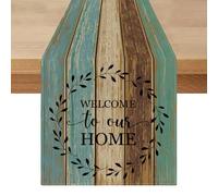 Chemin de Table Moderne Vert 40 x 140 cm Résistant aux intempéries Decoration Table Style Bohème, Élégant, Facile d'entretien Table de Cuisine pour D'été, Intérieur, Vacances, Fête