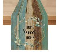 Chemin de Table Moderne Vert Dégradé Bleu 40 x 140 Nappe Moderne Lavable Centre de Table Decorative Tissu Style Bohème, Élégant Table de Cuisine pour D'été, Intérieur, Vacances, Fête