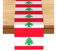 Chemin de table motif drapeau du Liban de style vintage 33 x 182,9 cm, centre de table doux imprimé pour tables, cuisine, comptoirs et salle à manger, décoration d'intérieur