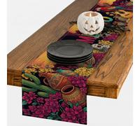 Chemin de table Motif floral du désert mexicain Cactus Jour des morts 33 x