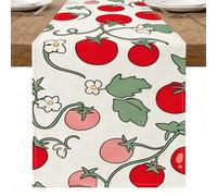 Chemin de table motif tomates rouges, décoration florale vintage pour cuisine, salle à manger, dîners de famille, fournitures de fête d'été, 33 x 183 cm