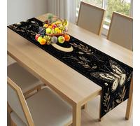 Chemin de Table Mystique Lune Rectangulaire 40x240cm en TissuCiel étoilé Insecte Décoration de Table pour Maison Botanique Feuille Nappe pour Fête et Dîner Décoratif