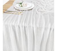 Chemin de Table - Nappe à Fromage en Gaze Blanc Boho Chemin de Table pour la décoration d'une fête de bébé, d'un Mariage, d'une fête d'été, d'un Jardin ou d'une Ferme 80 x 300 cm
