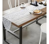 Chemin de Table Noel, Dwafill 33X183CM Chemin de Table Rouge, Décoration de Table, pour Les Fêtes, Baptêmes, Réunions, Décorations d'automne, Noël, Mariage (Blanc)
