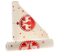 Chemin de Table Noël en Rouleau Motif Renne et Flocon Rouge Brillant et Aspect Lin - Format Long Rectangle 270x28cm Grande Table - Décoration Nappe pour Repas Table de Noël