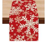 Chemin de Table Noel, Table Runner Noel en Lin Chemin de Table Noël Lavable Chemin Table avec Motif Arbre de Noël pour Decoration Table Noel, 183 x 33cm (Rouge-F)
