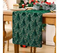 Chemin de Table Noël Vert Sapin 140 x 33 cm Moderne Tables de Fête Décoration Noel Peluche 3D Hiver Nappe Lavable Table Runner Décor pour Intérieur Fête Buffet Salle à Manger Maison