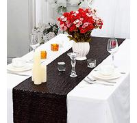 Chemin de Table Noir à Paillettes Glitter Chemin de Table Sequins Brillant pour Décoration de Mariage, Noel, Anniversaire, Banquet, Baptême, Partie 30x275cm (Noir, 5)