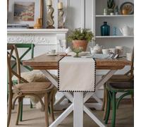 Chemin de table noir de 300 cm de long avec broderie - Chemin de table basse en coton et polyester pour Thanksgiving, automne, Noël, décoration d'intérieur, 30 x 300 cm