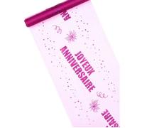 Chemin de Table Organza Joyeux Anniversaire - Fuchsia