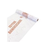 Chemin de table organza Joyeux Anniversaire rose gold 29 cm x 5 m - Rose