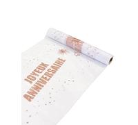 Chemin de table organza joyeux anniversaire rose gold pailleté 5m - Rose - Taille Unique