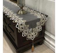 Chemin de table ovale unique en dentelle avec belle broderie, une touche sophistiquée pour n'importe quelle pièce (40 x 160 cm A)