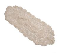 Chemin de table ovale vintage blanc pour maison, salle à manger, café, hôtel - Napperon en dentelle florale en coton crocheté - 30 x 70 cm