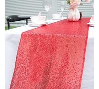Chemin de Table Paillettes Rondes Paillettes Tissu pour Mariage F¨ºte d'anniversaire Baby Showers Nappe D¨¦coration 30 x 270 cm(Rouge 2pack)
