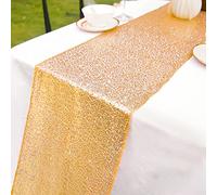 Chemin de Table Paillettes Rondes Paillettes Tissu pour Mariage F¨ºte d'anniversaire Baby Showers Nappe D¨¦coration 30 x 270 cm (Or 1pack)