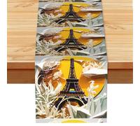 Chemin de table Paris Tour Eiffel de style vintage 33 x 182,9 cm, centre de table doux imprimé pour tables, cuisine, comptoirs et salle à manger, décoration d'intérieur
