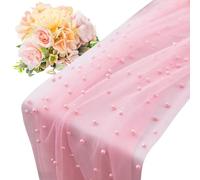 Chemin De Table Perlé Découpable - Chemin De Table Perlé | Gaze Découpable Élégante Avec Dentelle Romantique, Décoration De Tables, Chemins De Tables En Perles, Pour Pièce Maîtresse, Arche De Mariage,