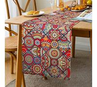 Chemin de Table pour Bohème 4 - 6 Places Multicolore Vintage Géométrique Chemin de Table 33 x 183 cm pour Le Dîner Fête de Fin D'année Chemin de Table pour Restaurants Décoration D'articles de Fête
