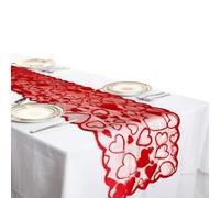 Chemin de Table pour Saint - Décoration en Forme de cœur en Dentelle Rouge de 180 cm, Accent pour Un dîner Romantique | Élégantes fêtes festives, Mariages, Anniversaires, banquets à thème, C
