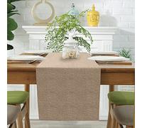 Chemin de table printanier moderne - Lavable et imperméable - Avec un aspect lin - Pour salles à manger, soirées, comme décoration de vacances - Kaki - 40 x 140 cm