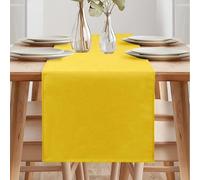 Chemin de table printanier moderne - Lavable et imperméable - Avec un aspect lin - Pour salles à manger, soirées, comme décoration de vacances - 40 x 240 cm - Jaune