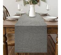 Chemin de table printanier moderne - Lavable et imperméable - Avec un aspect lin - Pour salles à manger, soirées, comme décoration de vacances - Gris - 40 x 140 cm