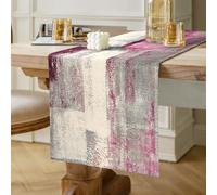 Chemin de Table Printemps Violet Rétro Ferme épaissir Double Couche Toile de Jute Lin Décoratif pour Table Basse, Fêtes, Anniversaire, événements Dîner, Décoration d'intérieur 40 x 140 cm