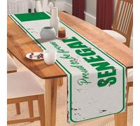 Chemin de table « Proud to Be from Senegal » - 35,6 x 182,9 cm - Drapeau du Sénégal - Chemin de table en coton et lin doux pour fête, chambre à coucher, décoration de commode