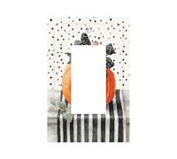 Chemin de table rayé noir et blanc en forme de citrouille orange - Plaque murale à bascule simple - Décoration pour la maison, la cuisine, la salle de bain