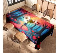 Chemin de table rectangulaire pliable rose Chemin vers l'amour dans la forêt enchantée avec bords élastiques
