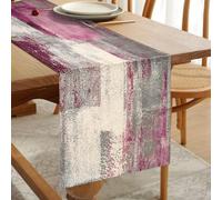 Chemin de Table Rétro Style Ferme épaissir Double Couche Toile de Jute Lin Décoratif Violet pour Table Basse, Fêtes, Anniversaire, événements Dîner, Décoration d'intérieur 33 cm x 183 cm