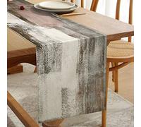 Chemin de Table Rétro Style Ferme Gris épaissir Double Couche Toile de Jute Lin Décoratif pour Table Basse, Fêtes, Mariage, événements Dîner, Décoration d'intérieur 33 cm x 183 cm