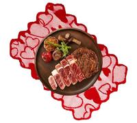 Chemin De Table Romantique Pour La Saint-Valentin - 180 Cm, Motif Cœur En Dentelle Rouge, Accent Décoratif Pour Salle À Manger | Décor Élégant Pour Fête De Vacances, Mariage, Anniversaire, Banquet, Ma