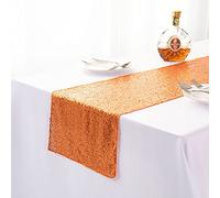 Chemin de table rond à paillettes pour mariage, Noël, banquet, fête, salle à manger, décoration de table basse, 30 x 180 cm, orange