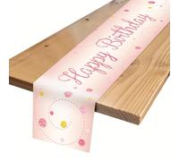 Chemin de Table Rose doré pour Anniversaire, Nappe colorée Happy Birthday, Nappe d'anniversaire avec confettis Rose doré, décoration de Table pour garçon et Fille, 180 x 35 cm