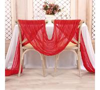 Chemin de Table rouge en gaze pour mariage, tissu rustique de campagne Boho, réglage de la nappe, Table à manger, fête, Banquets, décor de noël Caramel