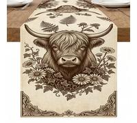 Chemin de table rustique en forme de vache - Motif floral vintage - Décoration de cuisine, salle à manger pour maison, réunions de famille, fêtes de fin d'année, 33 x 228,6 cm