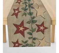Chemin de Table Rustique Étoile Rectangulaire 40x140cm en TissuCountry Vigne Décoration de Table pour Maison Classique Rayure Nappe pour Fête et Dîner Décoratif