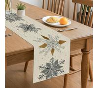Chemin de table rustique vintage en forme de flocon de neige, beige pour cuisine, salle à manger, maison, réunions de famille, vacances, fournitures de fête 33 x 183 cm