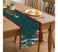 Chemin de table rustique vintage en forme de sapin de Noël, décoration de salle à manger festive pour réunions de famille et fêtes 33 x 183 cm