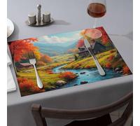 Chemin de table Sérénité d'automne : une cabane confortable dans la vallée pour salle à manger, tapis de table d'été, tapis en silicone pour cuisine (1 pièce)