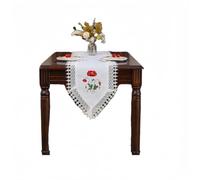 Chemin De Table Set De Table Brodé en Lin, Nappe Rectangulaire, Chemin De Table Décoratif en Tissu - Blanc - 40*220cm