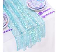 Chemin de Table sirène à Paillettes irisées pour décoration d'anniversaire - 63,5 x 304,8 cm - Vert Corail